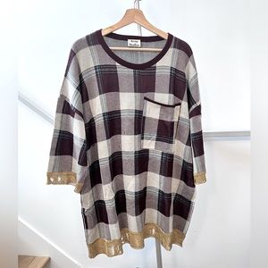 Acne Studios Beah Check Tunic Top Size XXS
